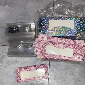 Colorful Eyelash Packaging Set pink silver money eyelash cases